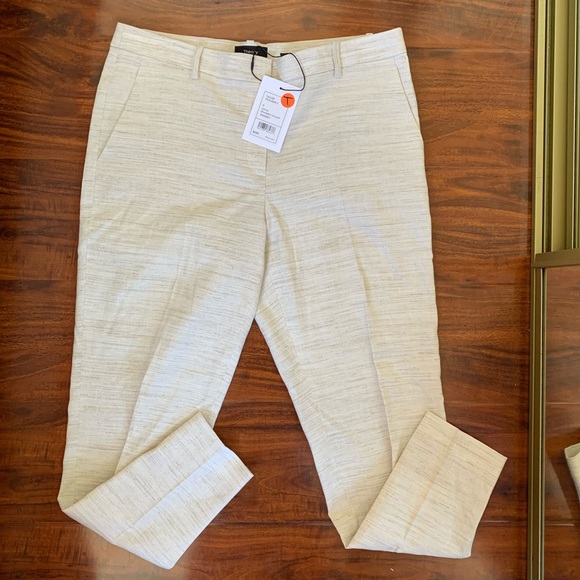 NWT Theory Tailor Sharskin Cropped Ankle Trousers - Picture 3 of 10